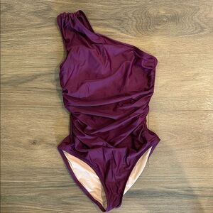 J. Crew One-Shoulder Purple Swimsuit